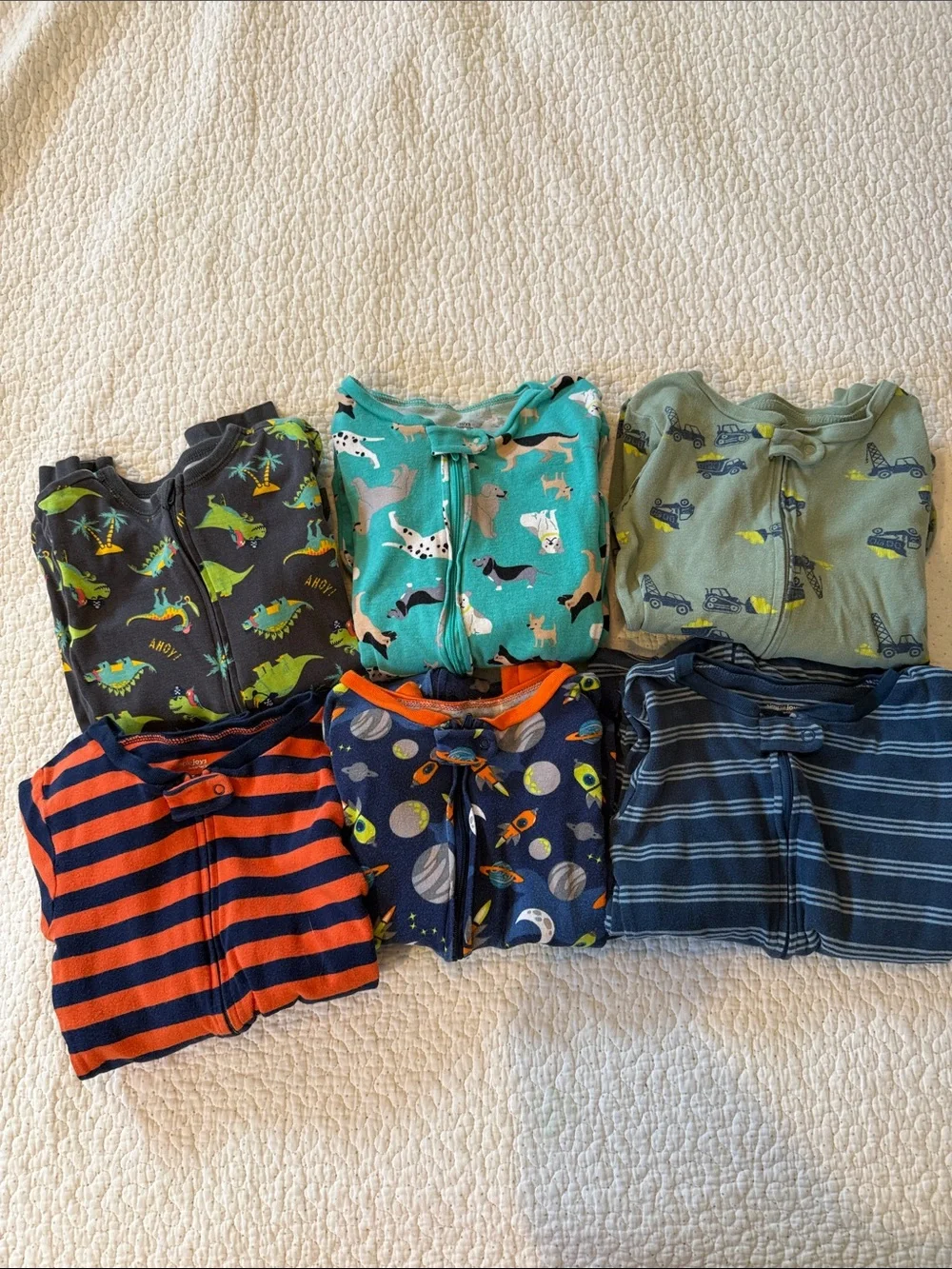 Carter's 6 Assorted Boys' Zip Sleep pajama onesies, see photos